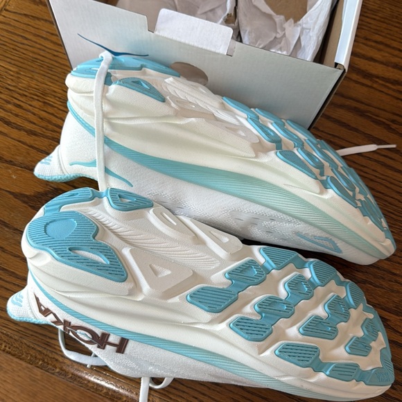 Hoka Women's White and Aqua Athletic Shoes - Picture 3 of 7